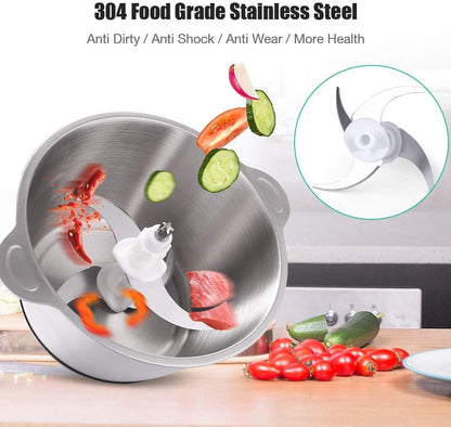 Electric Meat Grinder, 2L Stainless Steel Food Processor, 350W Meat Blender, 4 Sharp Blades, 8 Cups for Vegetables
