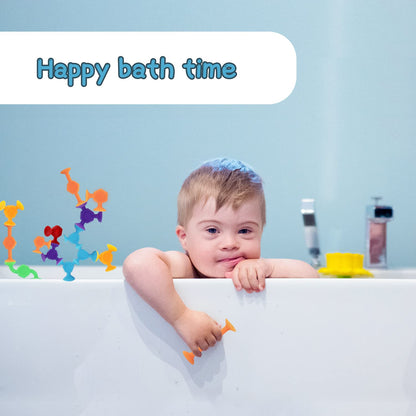 48 Pcs Bath Toys for Kids Ages 3+, Sensory Toys for Autistic Children, Travel Window Stem Learning Toys, Bathtub Toys with Dinosaur Eggshell Storage Christmas gifi for Kids