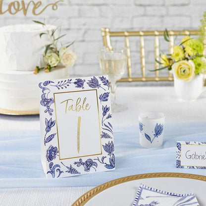 Kate Aspen Blue Willow Wedding Table Numbers (1-25), One Size, Seat Assignments & Table Decor