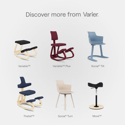 Varier Variable Plus Ergonomic Kneeling Chair with Backrest Natural/Blue| Active Sitting Posture Support Home Office Desk Chair | 10 Year Guarantee