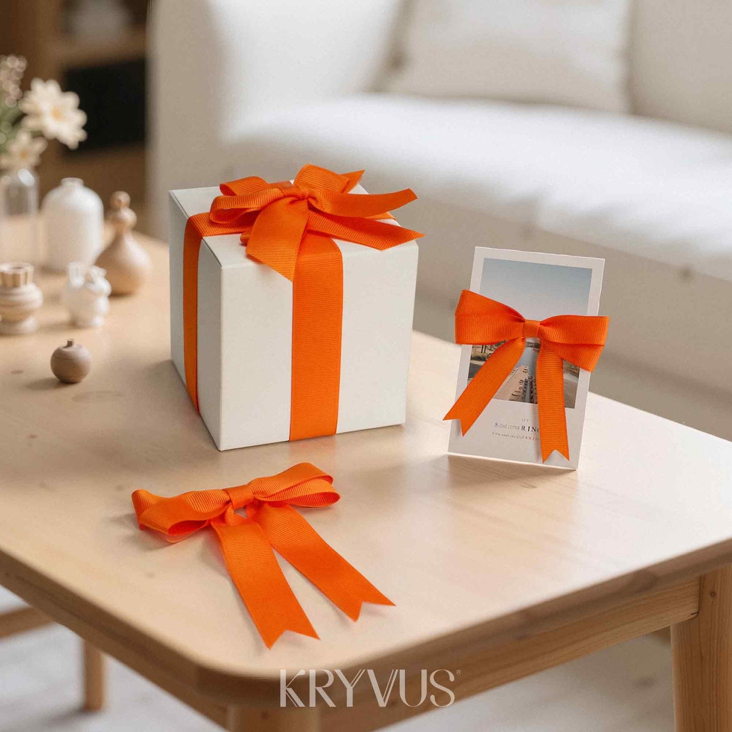 Kryvus Orange Ribbon, Grosgrain Ribbon 1 Inch x Continuous 50 Yards, Orange Grosgrain Ribbon for Crafts, Gift Wrapping, Hair Accessories, Wedding Decor, Sewing and Bow Making