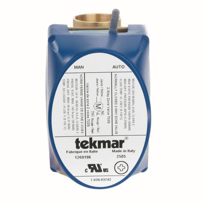 tekmar 703S 2-Way Zone Valve | Normally Closed, Electro-Mechanical Actuation with End Switch, 1" Sweat Connection, 24V AC Hydronic Heating & Cooling Systems