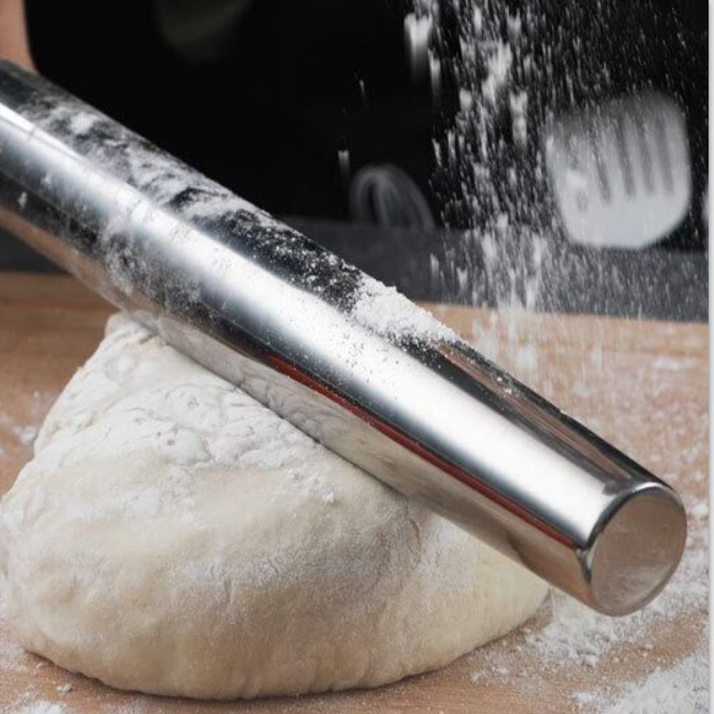 Rolling pin, Smooth Stainless Steel Rolling Pin, Rolling Pin for Baking Fondant, Pizza, Pie, Pastry, Pasta, Dough, Cookies (16.7in+mat)