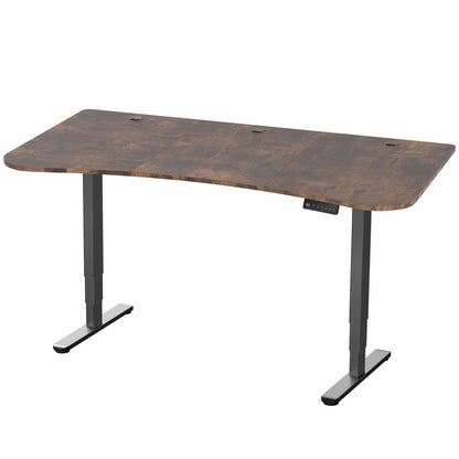 VIVO Electric 63 x 32 in Dual Motor Rustic Standing Desk, Memory Height Adjustment, 2B Series, Vintage Brown Top Black Frame, DESK-KIT-2B1N