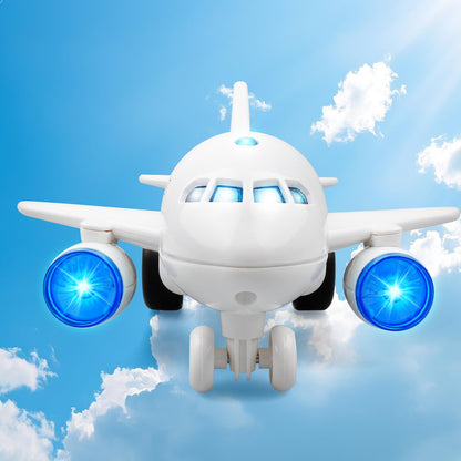 victob Airplane Toys for Toddlers – 1:200 Friction Powered Toy Plane with Flashing Lights and Sounds for Kids Boys & Girls Ages 3 4 5 6 7 8 – Christmas Birthday Party Gift, Pretend Play Vehicles