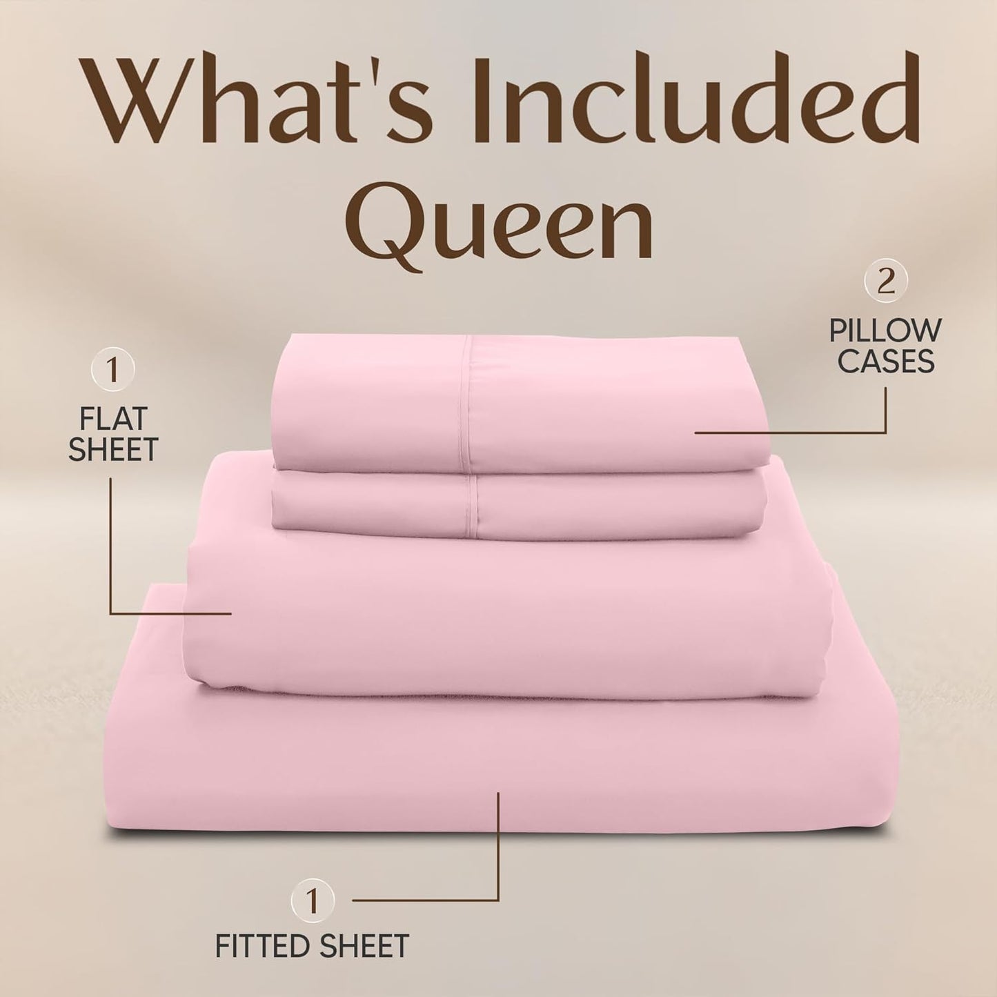 Utopia Bedding Queen Size Sheet Set - Soft, Breathable Microfiber, 4-Piece in Crystal Pink | Oeko-Tex Certified