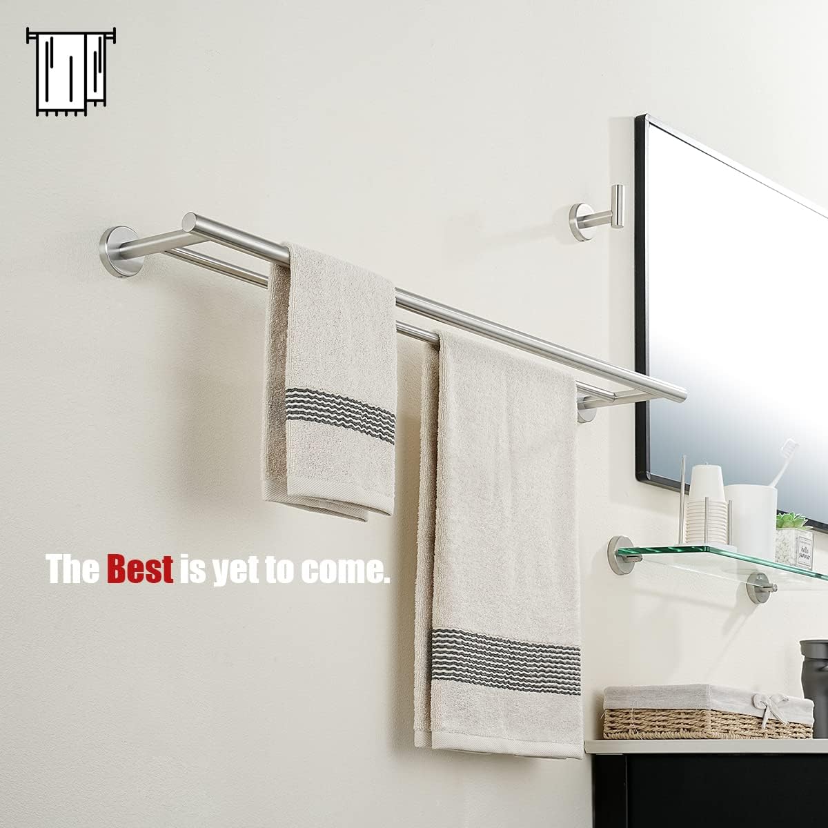 JQK Hand Towel Holder Stand, Brushed Stainless Steel Free Standing Rack with 12 Inch Bar