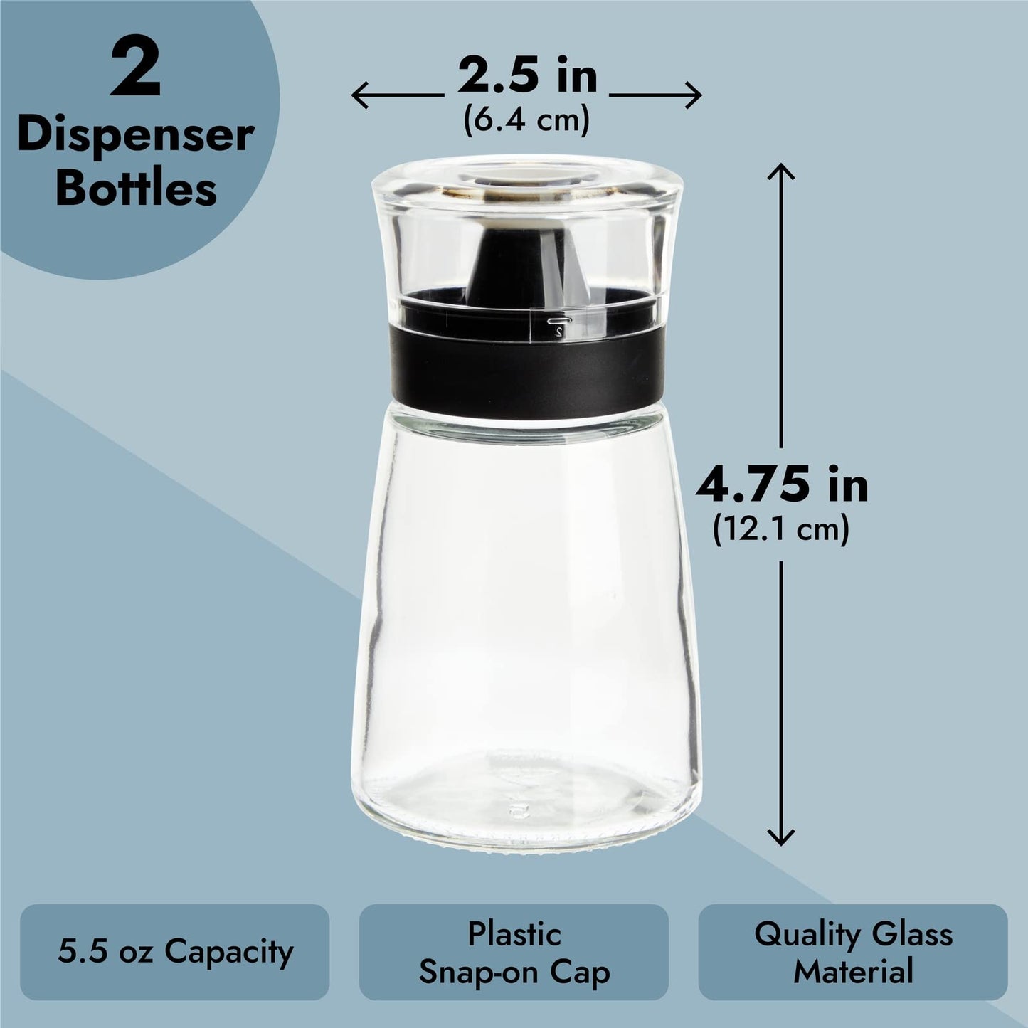 Juvale Glass Oil & Vinegar Dispenser Set - Leak-Proof No-Drip Glass Salad Dressing Bottle & Sauce Bottles - Olive Oil Cruet & Balsamic Vinegar Dispenser - Pack of 2, 5.5 fl oz, Black