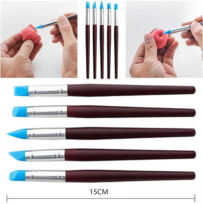 24Pcs Clay Sculpting Tool Set, Polymer Clay Kit with Ball Stylus Pens, Silicone Sculpting Brushes, Wooden Carving Tools & Smoothing Sponge, Professional Pottery Modeling Tools for Ceramic& DIY Crafts
