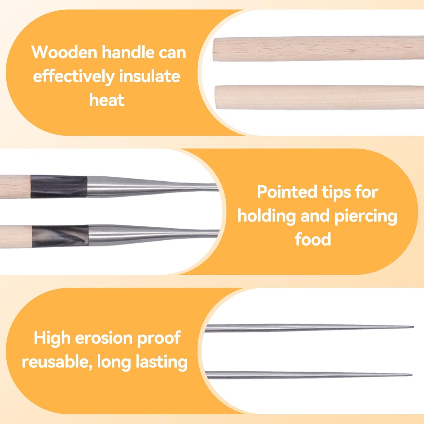 Sushi Chopsticks, 12.4in Stainless Steel Cooking Chopsticks with Wood Handle, Reusable Chop Sticks Dishwasher Safe for Frying, Hot Pot, Noodles and Japanese, Korean, Chinese Foods
