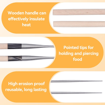Sushi Chopsticks, 12.4in Stainless Steel Cooking Chopsticks with Wood Handle, Reusable Chop Sticks Dishwasher Safe for Frying, Hot Pot, Noodles and Japanese, Korean, Chinese Foods