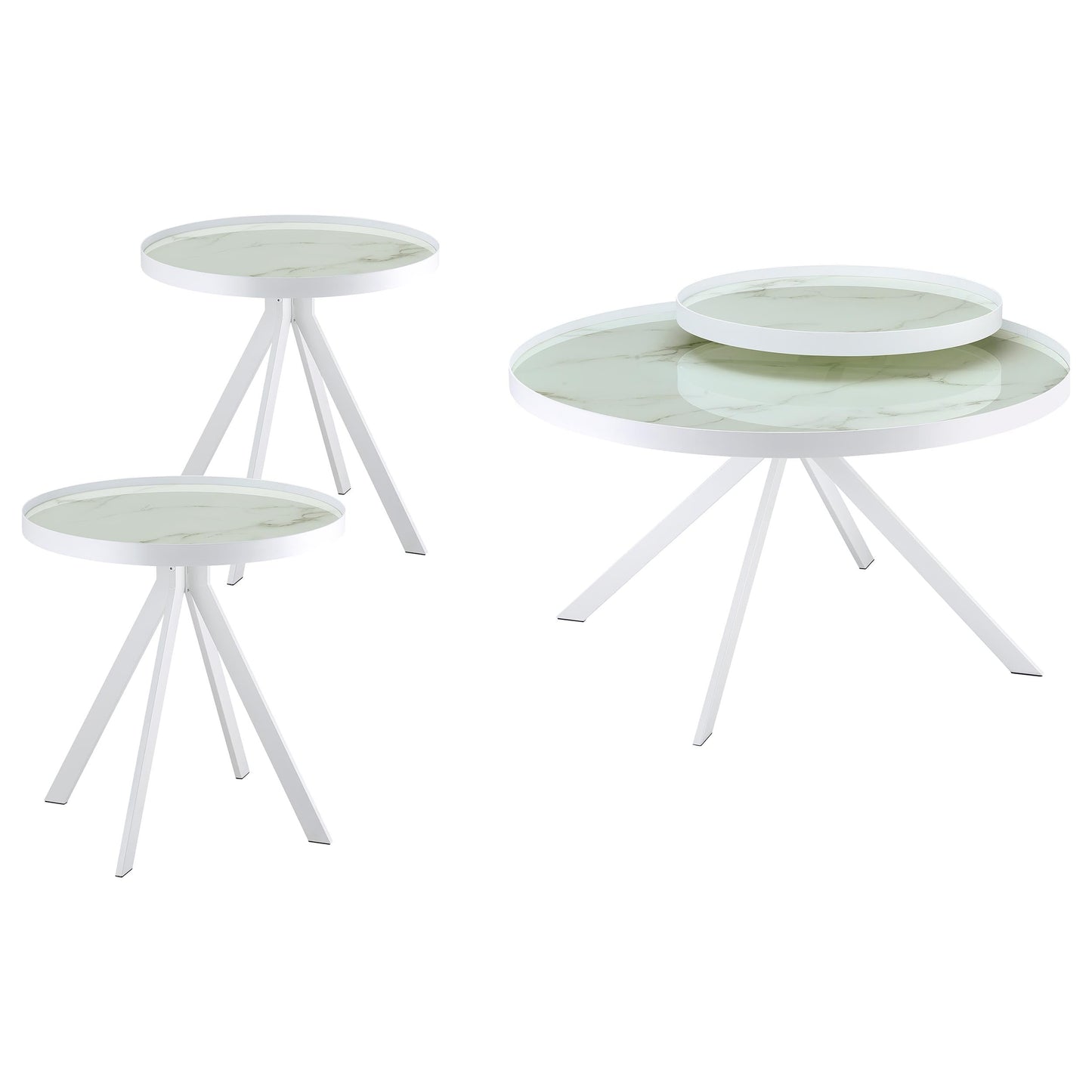 Coaster Home Furnishings Briggs 3-Piece Round Coffee and End Table Set White