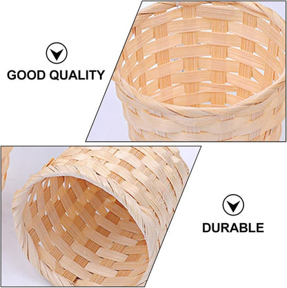 HANABASS 5 Pcs Desktop Weaving Storage Basket, Small Wood Woven Box for Crafts, Toys, Jewelry Organizer