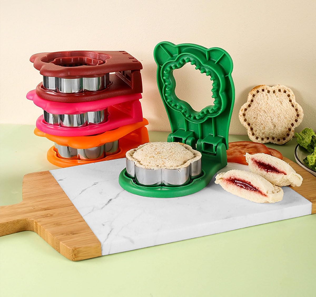 Flower Shaped Sandwich Cutter and Sealing Machine, Sturdy and Durable for Children's Favorite Lunch Sandwiches, Orange