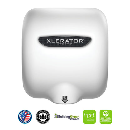 Excel Dryer XL-BWV Hand Dryer XLERATOR XL-BW Automatic, Surface-Mounted, White Thermoset (BMC) Cover, 208-277V Standard Nozzle