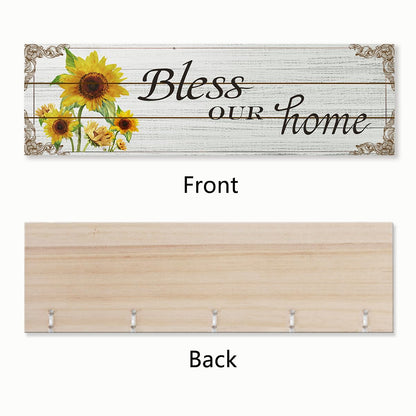 Gwisml Home Collage Picture Frames,Clip Photo Holders for Wall,Wooden Hanging Photo Display with 16 Clips 5 Strings,Bless Our Home Sign Wall Decor