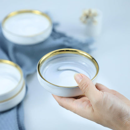 Colias Wing 3.5 Inch Elegant Marble Pattern Porcelain Side Dish Bowl Set of 4 for Soy Dipping Sauce