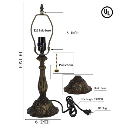 LXHCYOU Table Lamp Base Replacement, Dark Bronze Finish, Resin, 6.5x19 Inch, Fit for 8, 10, 12 Inch Tiffany Style Stained Glass Lampshade (W6.5X19 inch)