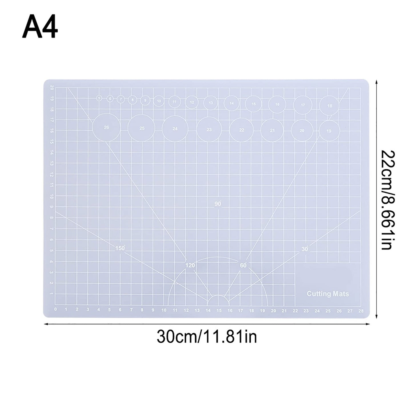 MUNEFE Translucent Cutting Mat, See Through Self Healing Cutting Mat, Non Slip Gridded Cutting Board for Writing, Painting, Paper Sculpture, Etc(A4 Translucent Cutting Board)