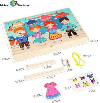 2-6 Montessori Practical Life Clothes Hanging Job Rope Strings Hanging Clothes with Clothespins Airing Clothes