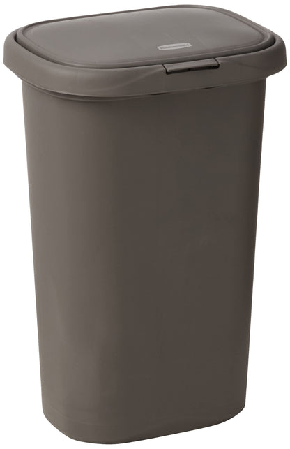 Rubbermaid Spring Top Trash Can with Lid 13 Gallon Gray Plastic Garbage Bin for Home/Kitchen/Office/Garage
