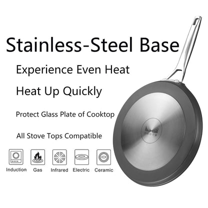MsMk Crepe Pan with Spreader, 9 1/2 Inch Titanium and Ceramic Nonstick Flat Skillet Pancake Tawa Dosa Tortilla Pan, Induction Compatible, PFOA Free, Oven Safe to 700°F