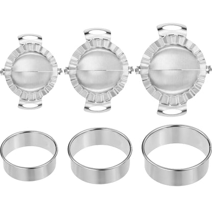 3 Pieces Dumplings Maker Dumpling Press Molds with 3 Pieces Dumpling Skin Maker in 9.5 cm/ 8.5 cm/ 8 cm Dumpling Wrapper Cutter Pie Ravioli Empanadas Press Mold for Kitchen