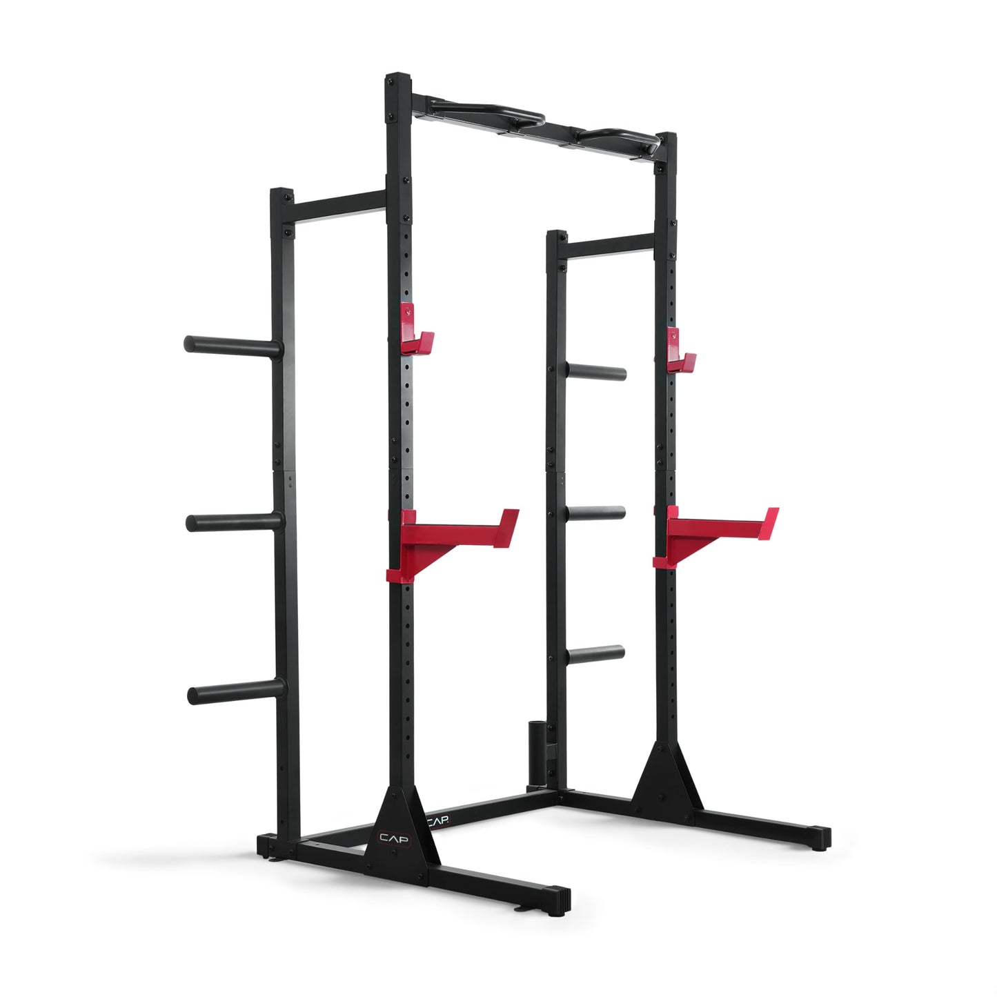 Cap Power Rack with Pull Up Bar & Attachments - Squat Rack & Strength Training Power Cage for Home Gym - White