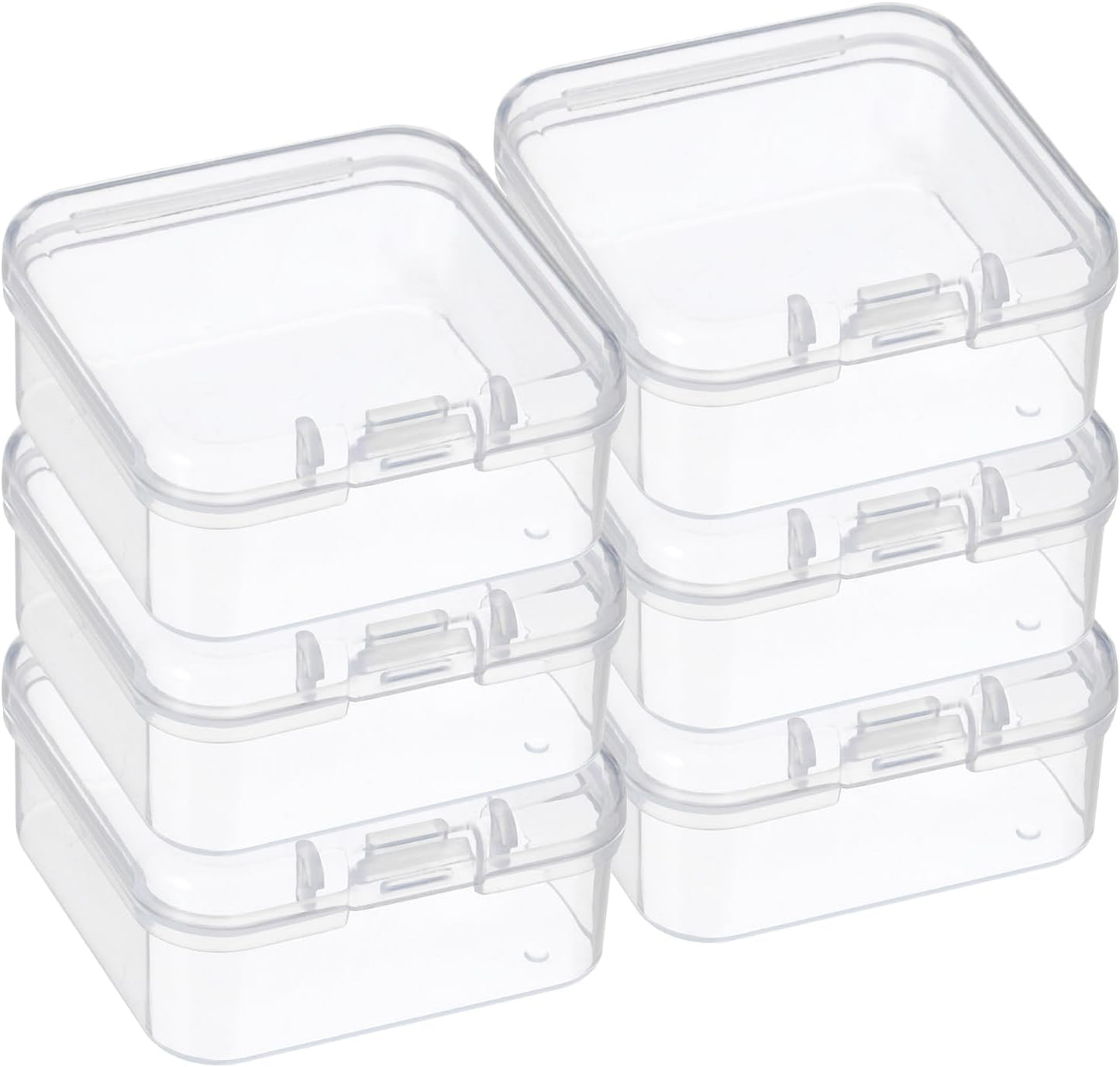 PATIKIL Clear Storage Box, 4.5x4.5x2.5in, 6Pack Stackable Plastic Organizer Container for Bead Jewelry Art