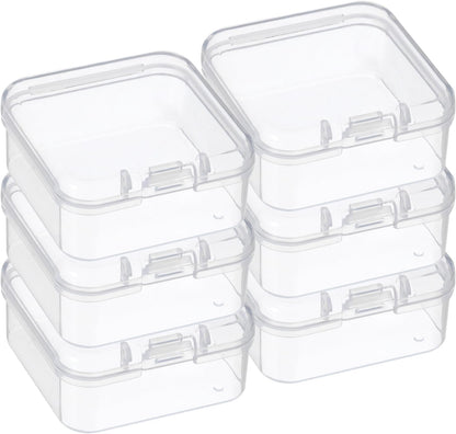 PATIKIL Clear Storage Box, 4.5x4.5x2.5in, 6Pack Stackable Plastic Organizer Container for Bead Jewelry Art