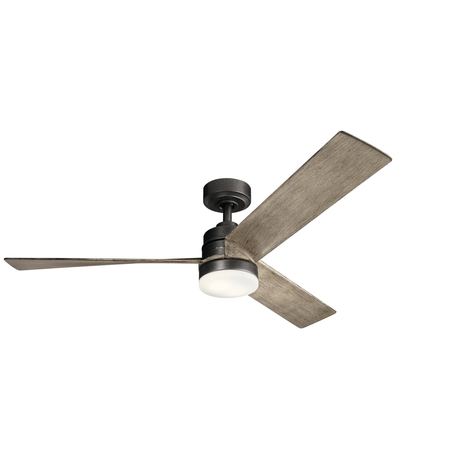 Kichler Spyn 52" Ceiling Fan with LED Lights in Anvil Iron, 3-Blade Contemporary Industrial Ceiling Fan, 3000K, Included Wall Control, (52" W x 14.5" H), 300275AVI