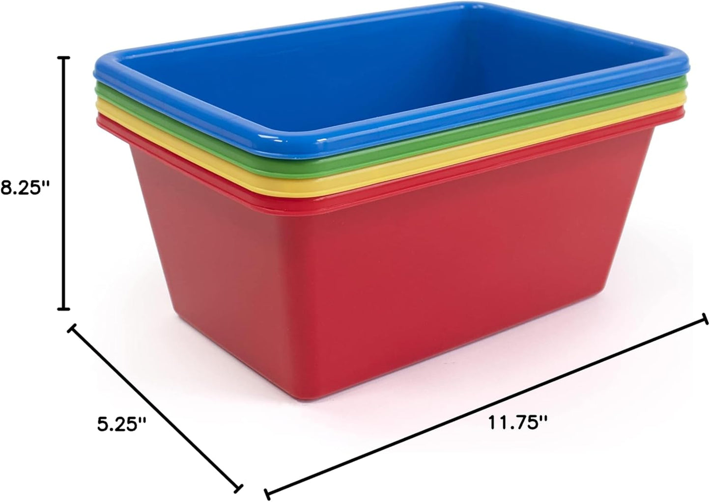 Humble Crew Toy Storage Bins for Kids, Set of 4, Small, Primary Colors, Sturdy Plastic Storage Bins