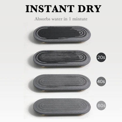 RIOMZY Instant Dry Sink Caddy Organizer – Water Absorbing Stone Tray for Kitchen Bathroom Countertop, Fast Drying Sink Caddy (with Wooden Feet and Natural Loofah, Gray)
