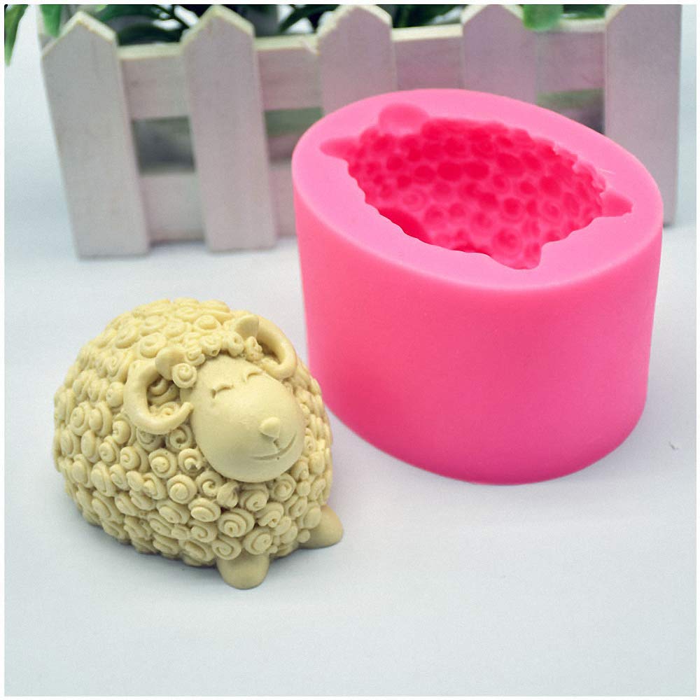 3D Sheep Shape Silicone Chocolate Mold DIY Goat Candy Fondant Molds Handmade Soap Candle Cake Decorating Mould (Set of 2)