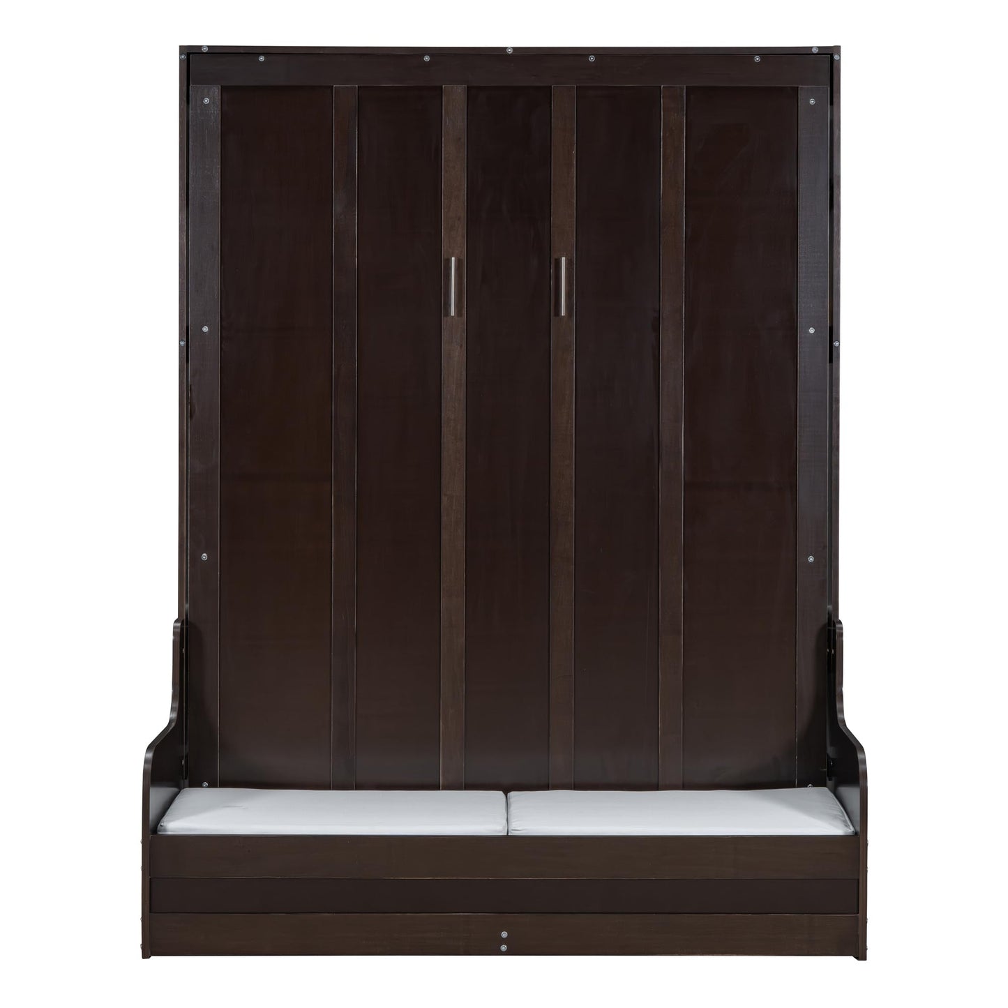 Ball & Cast Murphy Bed Wall Bed Queen Size with Cushion,Sofa Platform Bedfram Chest can be Folded,Wood Folding Hideaway w/Slat Support,Space-Saving Furniture for Guest Room,Study,Office,Espresso