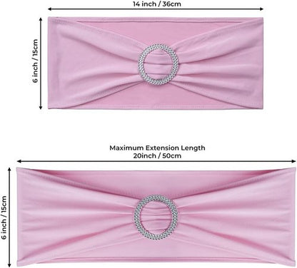 Babenest Spandex Chair Sashes - 50PCS Premium Stretch Covers with Buckle Slider for Weddings & Events | Pink