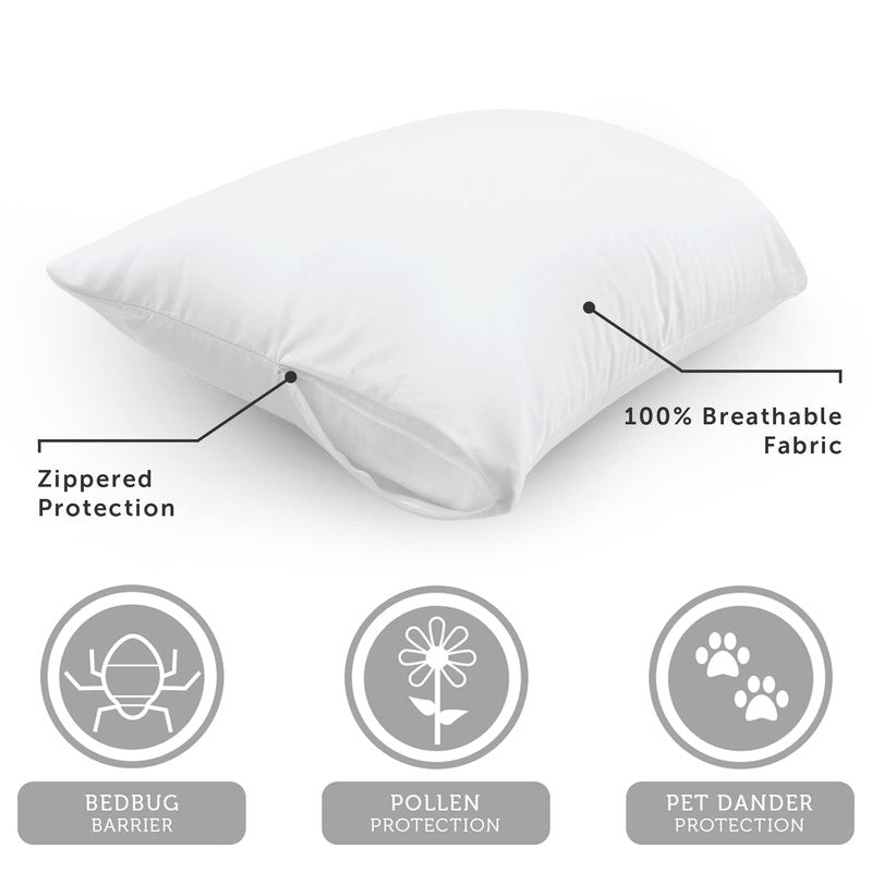 AllerEase 100% Breathable Cotton Pillow Protector for Sleeping, Queen 30" x 20" - 1 Pack of 2,White