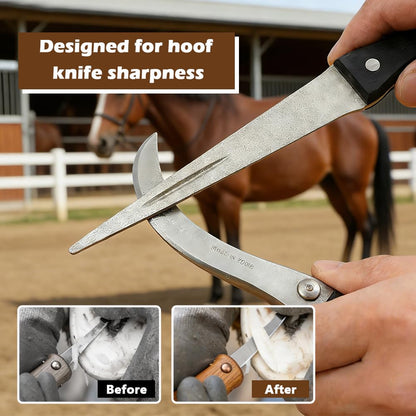 Mellisore Hoof Knife Sharpener Honing Rod - 10 InchDiamond Coated Farrier Tool with Ergonomic Solid Wood Handle for Hoof Knives & Farm Knives