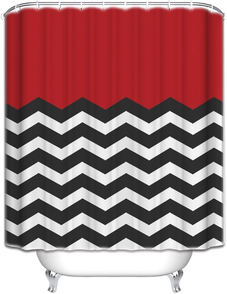 Vandarllin Red Black and White Chevron Shower Curtain, Extra Long 72x84 Inches, Custom Made