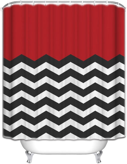 Vandarllin Red Black and White Chevron Shower Curtain, Extra Long 72x84 Inches, Custom Made