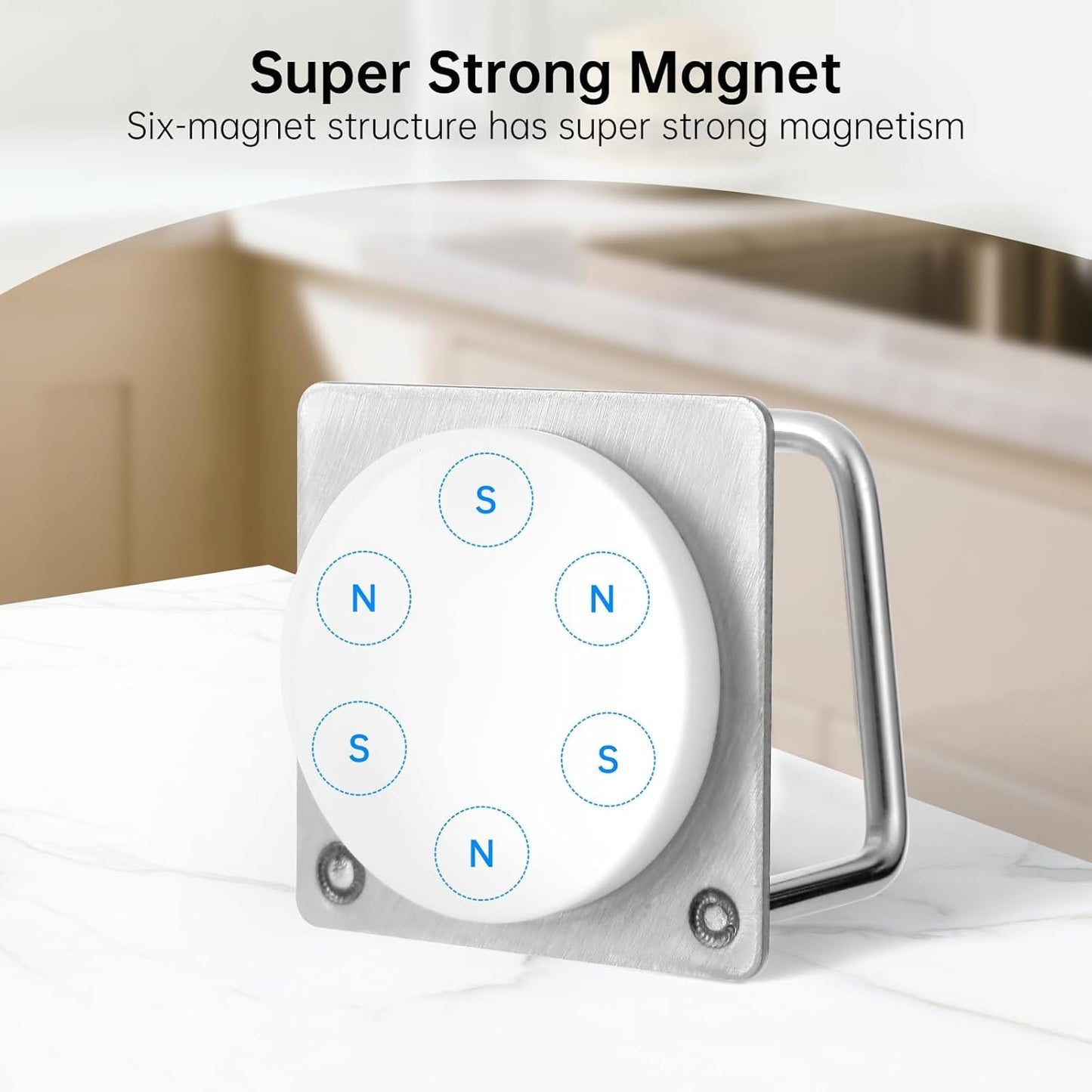 Everlling Magnetic Sponge Holder for Kitchen Sink,1 Pcs Strong Magnetic Stainless Steel Rack Stand, Kitchen Accessories, Dish Sponge Organizer, Scrubber Caddy, with Extra Magnets and Metal Plates