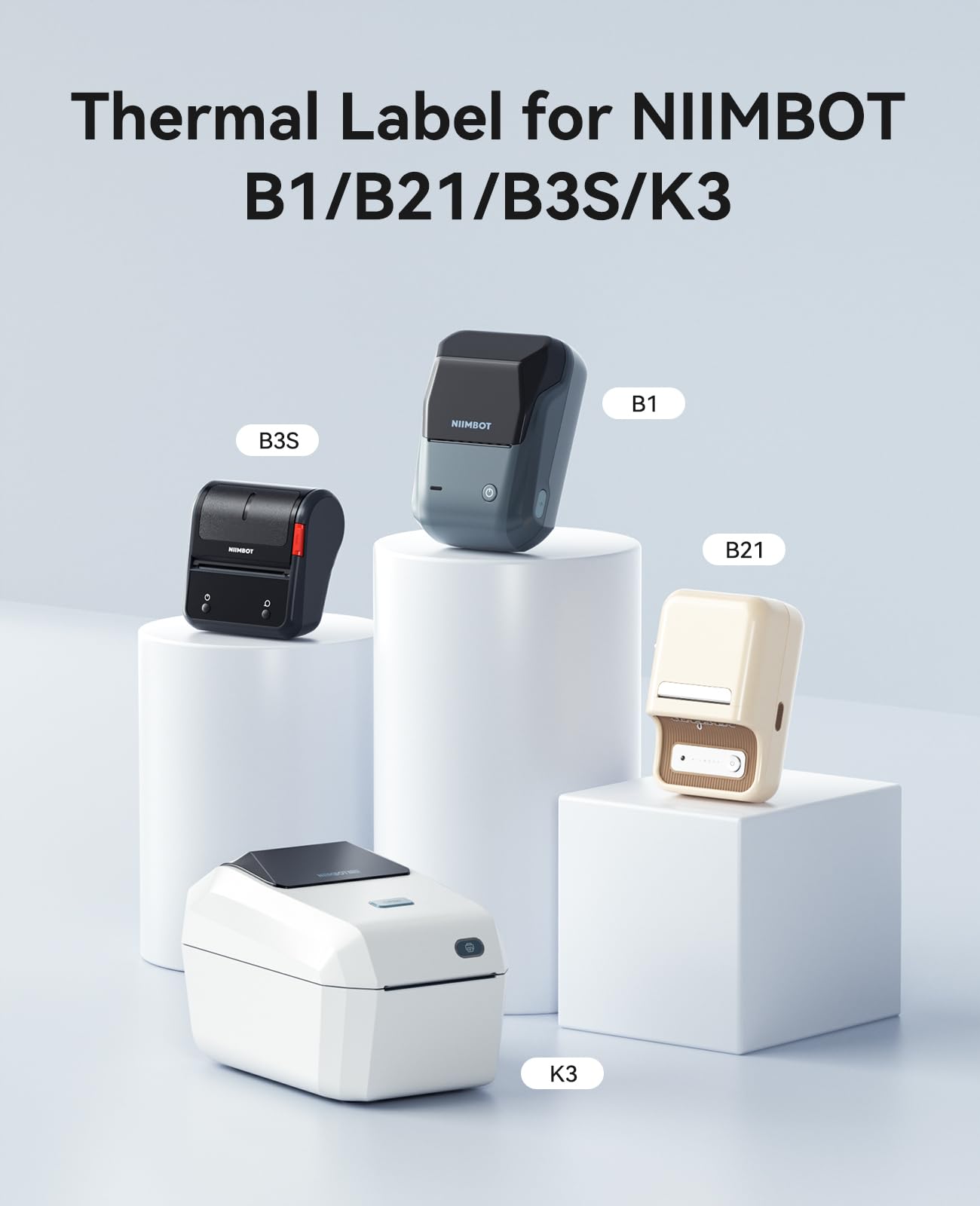 NIIMBOT 3 Roll Labels for B1/B1 Pro/B2/B2 Pro/B21/B21 Pro Label Maker,Assorted Sizes Label Paper Set for Business/Handmade/House/School/Office