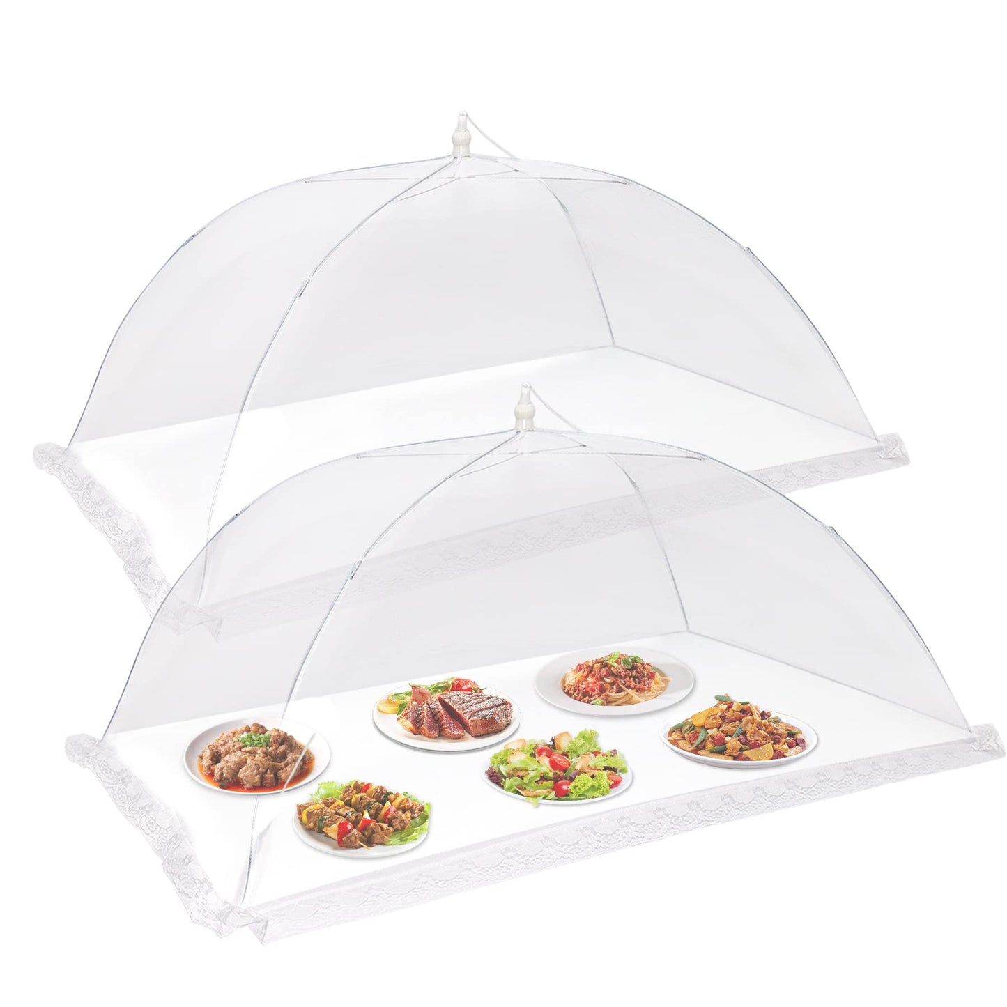 2 PCS Extra Large Food Covers Nets for Outside（40"X24"）umbrella Mesh Screen Covers for Outside Pop-Up Mesh Reusable and Collapsible Food Nets for Parties Picnics Outdoor BBQS…