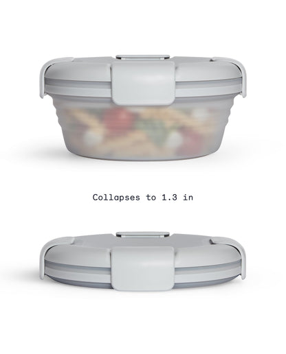 STOJO Collapsible Bowl - Translucent Denim Blue, 36oz - Reusable Silicone Bowl for Hot and Cold Food - Perfect for Travel, Meal Prep, To-Go Lunch, Camping & Hiking - Microwave & Dishwasher Safe