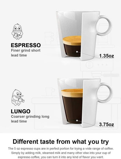 LE TAUCI Espresso Mugs Set of 4 - 5 oz Ceramic Stackable Coffee Cups for Double Shots - White
