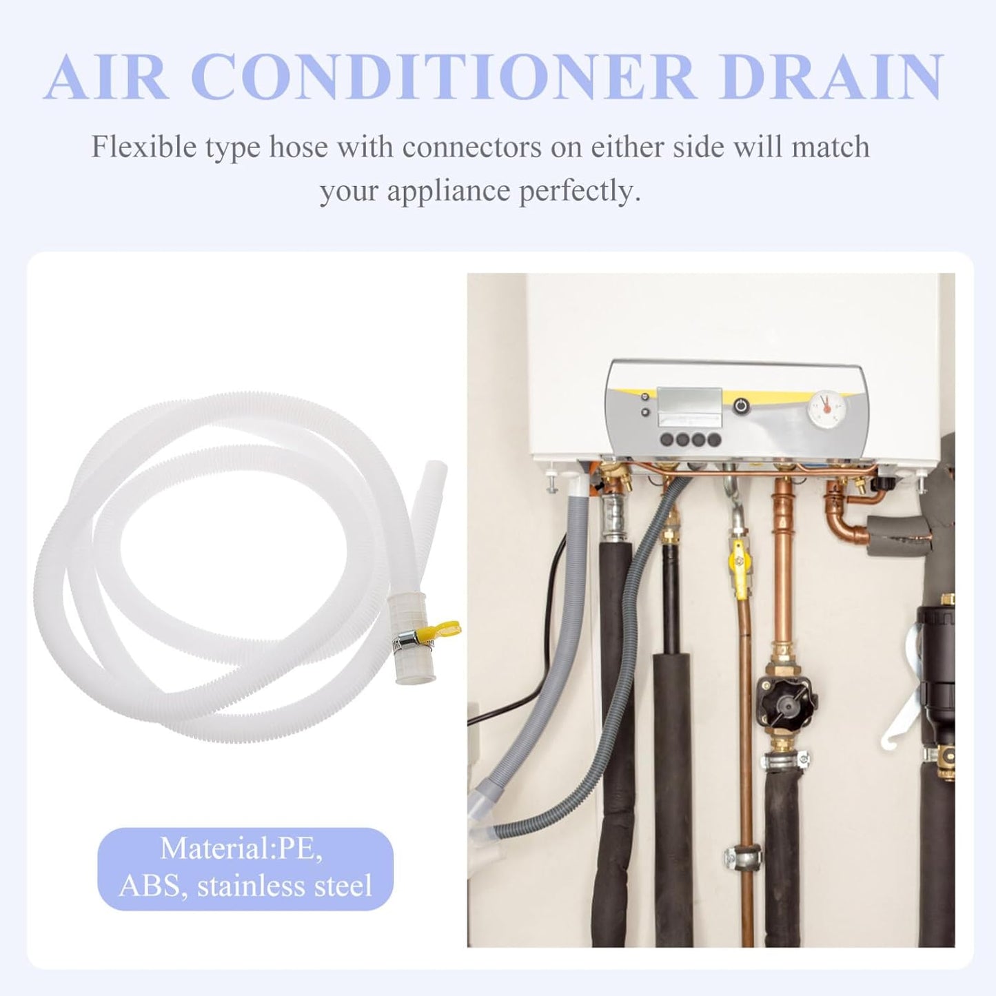 Portable Air Conditioner Drain Hose, Extension Drain Hose for Washing Machine, Washer Water Inlet Hose Tube