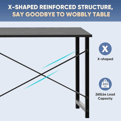 DUMOS 32-Inch Modern Office Computer Desk - Simple Writing & Study Table in Black Wood