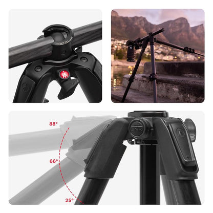 Manfrotto 055XPRO AS, 4-Section Carbon Fiber Camera Tripod, Photo-Kit with XPRO Ball Head, 90 Degree Column, 15kg Load, Arca-Swiss Plate, for DSLR/Mirrorless, Tripod for Camera, Photo Shooting Support