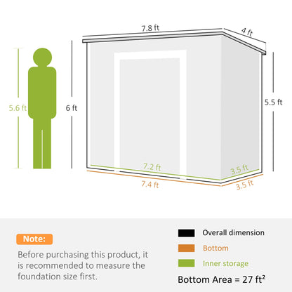 Outsunny 8' x 4' Outdoor Storage Shed, Waterproof Resin Plastic Shed with Floor, Window, Lockable Door and Vents, All-Weather Garden Tool Shed for Backyard, Patio, Lawn, Brown