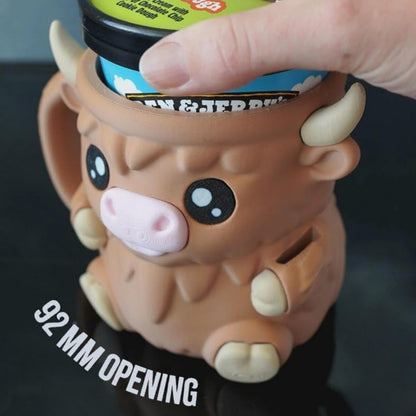 Highland Cow Ice Pint Holder-Container Leak Proof Popsicle,16 OZ Ice Cream Cups,Ice Pint Holder Compatible with Ben & Jerry’s Ice Cream,Gift for Cream Lovers (Pink)